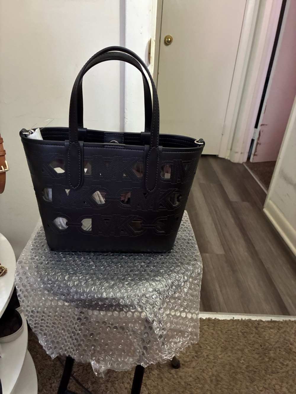 Michael Kors Black Perforated Logo Tote